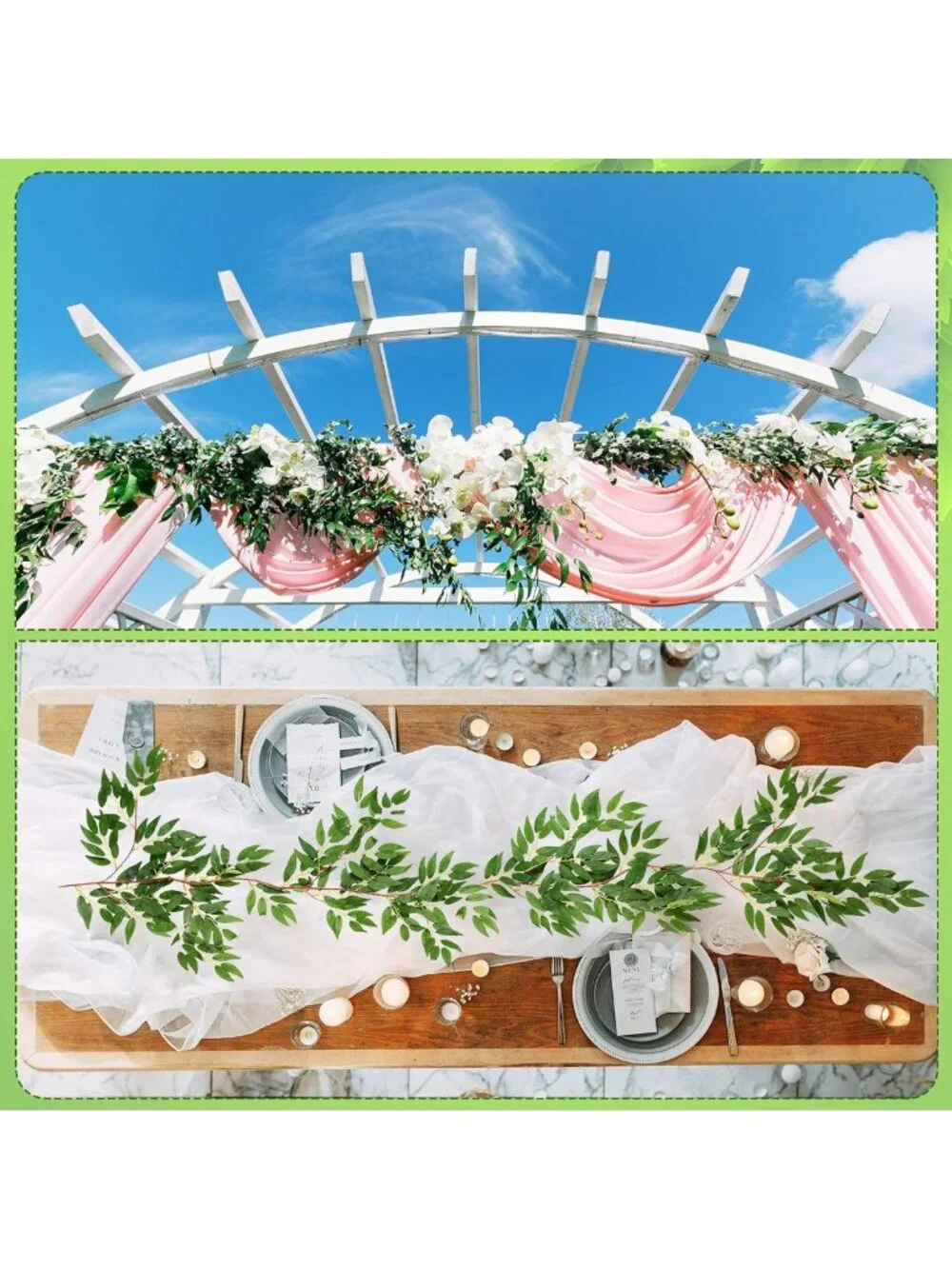 24 Pack Artificial Willow Leaves Garland - 135 Ft Greenery Vines Home Decor